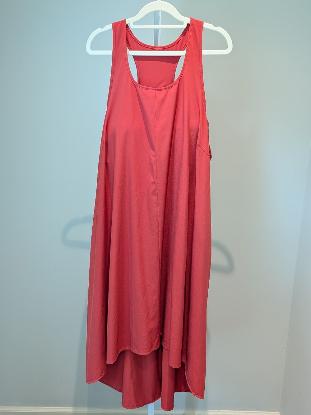 Halara Breezeful Racer Pocket High Low Flowy Midi Red Casual Dress 1X Bra